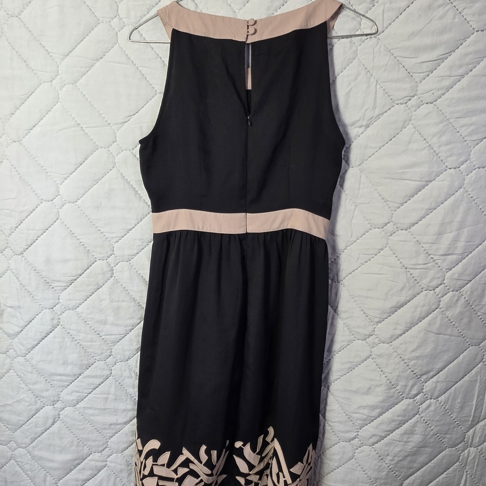 Loft Coldwater Creek Dress Women's  Sz 2 Black Beige Linen Rayon Midi Sleeveless - Picture 9 of 11
